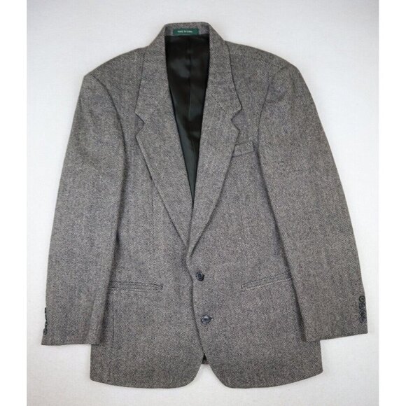 HILL & ARCHER - WOMEN'S BEIGE & BLACK HERRINGBONE BLAZER JACKET SPORT COAT - 40R - Picture 2 of 9